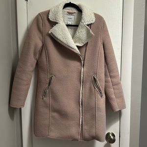 Pink Sherpa lined coat
